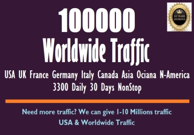 100000 Web Traffic from Search engine & Social Media