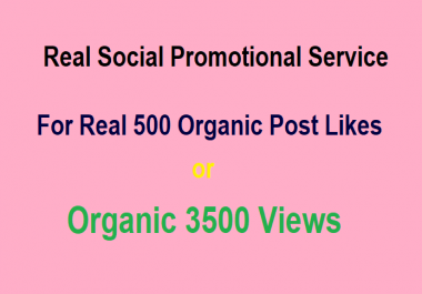 Real Social promotion for 500pic or 3500 video
