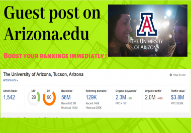 Guest post on arizona. edu Domain Rating 90 more than 2 million ranked keywoards on google