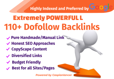 Manual 110+ Dofollow Backlinks DA90 PR10 Highly Indexed and Preferred by Google