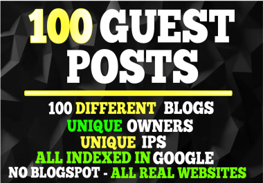 100 Guest Posts WIth 300 HQ Backlinks On 100 Unique Domains