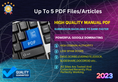 Manually 80 PDF Article Submission High DA PA Low Spam Score SEO Backlinks Sharing To Rank Quickly