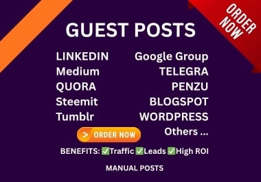 Write Publish Manual SEO 20 Guest Posts on PBN Tumblr Linkedin Google Medium
