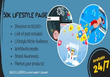 Promote with shoutout to 50K Lifestyle Page audience