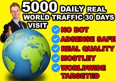 I will send daily worldwide website visitors for 30 days - real traffic boost