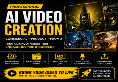 I Will Create ai Commercial,  ai Product,  ai Promo Video,  for Your Business,  Website