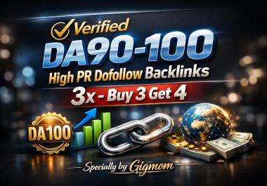 Verified 25 DA90-100 High PR Dofollow Backlinks -3x - Buy 3 Get 4