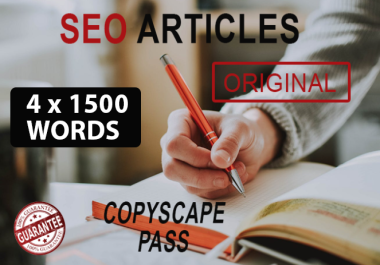 I will WRITE 4 x 1500 SEO Copscape Pass Original ARTICLE with feature images