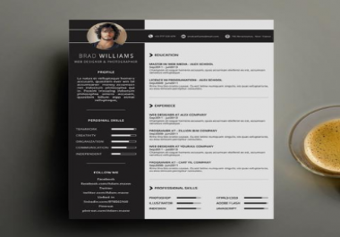 Creative Designer Resume CV has a simple yet creative style of design