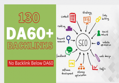 All backlinks from DA60+ total 130 Backlinks to Rank faster in Search result