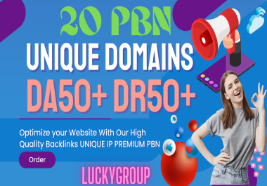 I Will do 20 Unique Domains Unique IP PBN DA DR 50+ Premium High Quality Backlinks And Websites