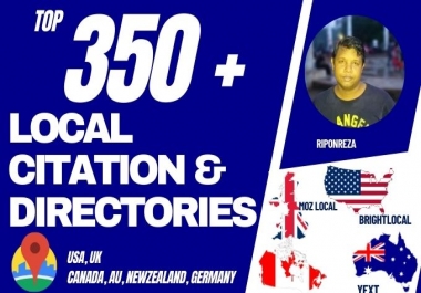 I will do To 350 USA/UK/Australia/Canada Local Citations Directory submission Business ListingsLocal