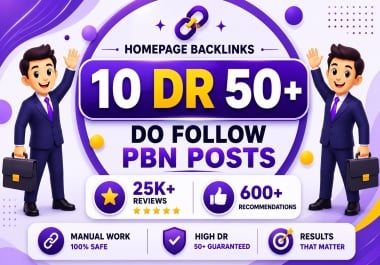 Do 10 Manual HIGH DR 50 Plus Homepage PBN Backlinks