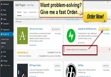 I will WordPress plugins and installation failed,  update failed problems solved