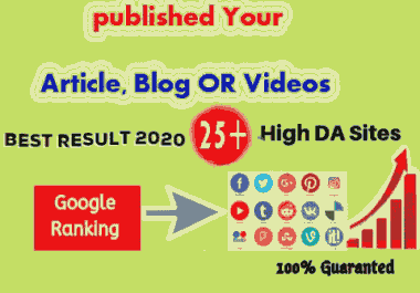 Promote Your Newly Published website,  Niche, Article, Blog OR Videos 25+High DA PA Site Best Result