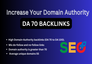 High Domain-Authority backlinks (DA 70 to DA 100) Average unique domains 55