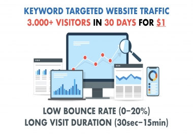 KEYWORD TARGETED Website Traffic with Low Bounce Rate and Long Visit Duration for 30 days