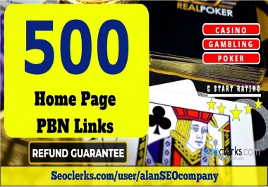 500 Casino,  Poker,  Gambling DA 60+ Permanent PBN Links