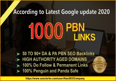 1000 DA 50-90+ PBN Backlinks With High Domain Authority
