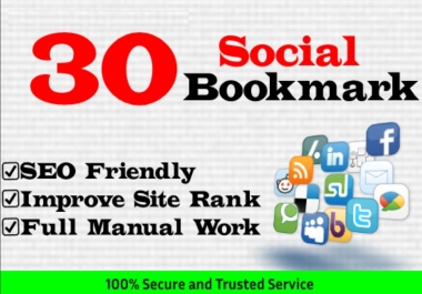 Instant 30 live Social Bookmarking links for Website or page or video within 24 hours