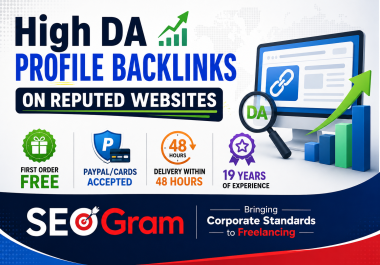 First Order Free - Delivery Within 48 Hrs - DA40-100 Profile Backlinks on Authority Websites