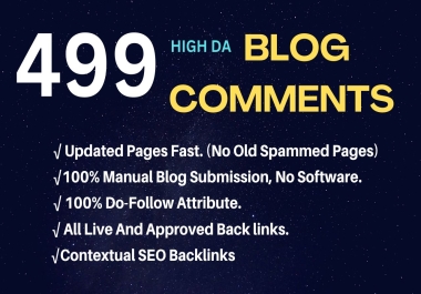 Manually Create 499 high authority blog comments dofollow SEO backlinks from unique domain