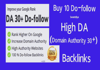 Buy 10 Do-follow High DA (Domain Authority 30+ ) Backlinks