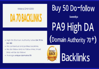 Buy 50 Do-follow PA9 High DA (Domain Authority 70+ )Backlinks
