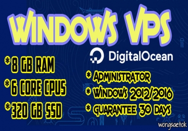 Fast Delivery - Windows VPS RDP 6 Core CPUs 16 GB RAM 320 GB SSD Suitable for SEO Tools