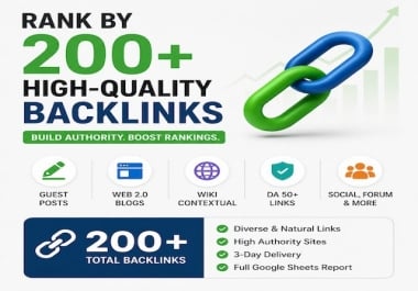 Rank By 200+ Mixed CocktaiI Backlinks Guest Posts,  Web 2.0,  Wiki,  DA50+