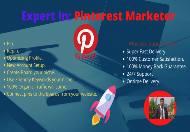 Provide White hat 5 Board and 10 Pins Pinterest Marketing 