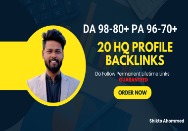 I will Create 20 High Quality PR9 DA 98-80 PA 96-70 Profile Backlinks