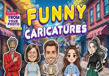Funny Caricatures from Your Photos Custom Cartoon Portraits