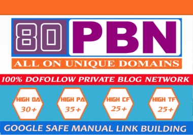 I will Create 80 permanent 20+ DA PA TF CF Powerful PBN Links with 6000 High Quality 2nd Tier Links