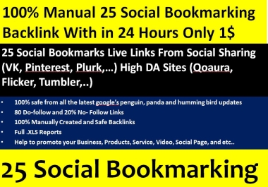 Organic 25 Instantlive Social Bookmarking links For Your Website or page or video within 24 hours