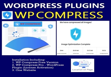 Install WP Compress Pro WordPress Plugin With License Activation For One Website