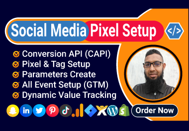 setup pixel, snapchat pixel, pinterest tag, x, linkedin conversion API server side tracking by GTM