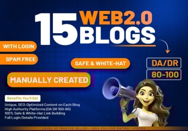 15 High-Quality Web 2.0 Blog Backlinks With Login - Manual Creation