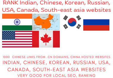 1000 backlinks from. CN,  china hosted websites. MORE THAN 20 COUNTRIES AVAILABLE