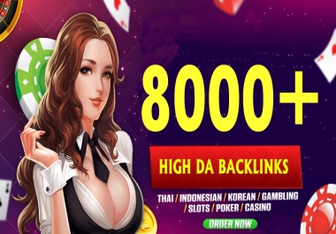 Get 8000 High DA Contextual Backlinks by 3 Tier SEO Campaign for Rank Your Casino,  poker,  Judi sits
