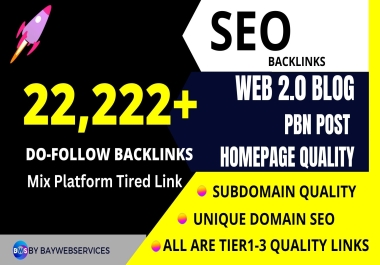Get 22,222 High DA PBN, WEB 2.0 & Mix Platform Tired Contextual Backlinks to Improve Your Rank 