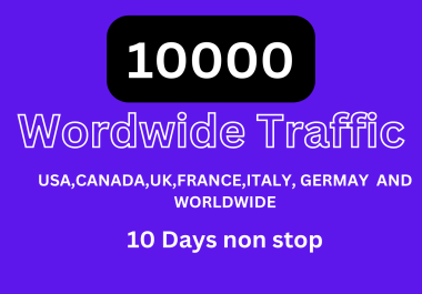 10000 USA,  CANADA,  UK, FRANCE, GERMANY,  TALY and Worldwide Traffic
