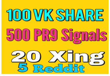 100 Vk Share 500 PR9 And 20 Xing or 5 Reddit social bookmarking Real Seo Social Signals