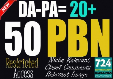 50 High PA 20-60 Restricted Access Dofollow Permanent PBN Backlinks