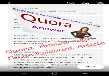 Improve your website with Quora Answer a unique 500 words+ Article + KW Relevant photo HQ Backlink