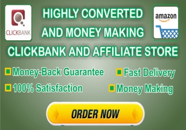 build highly converted,  money making clickbank or amazon affiliate store with 10 products