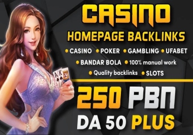 Thai Indonesia Korean DA50 Unique 250 PBN Gambling Slots Poker Casino Betting High DA Website