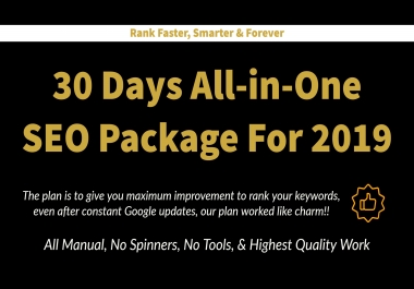 30 Days All-In-One SEO Package For 2019 - Rank Faster With New SEO Plan