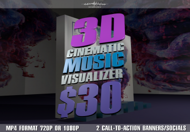 I will create a cinematic 3D visualizer for your music