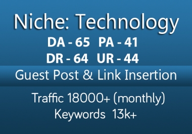 1 link placement/ link insertion/ niche edit in Existing Post from DA 65 TECHNOLOGY SITE